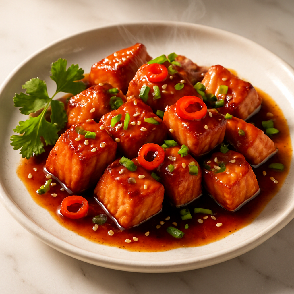 Korean Honey Soy Salmon Bites