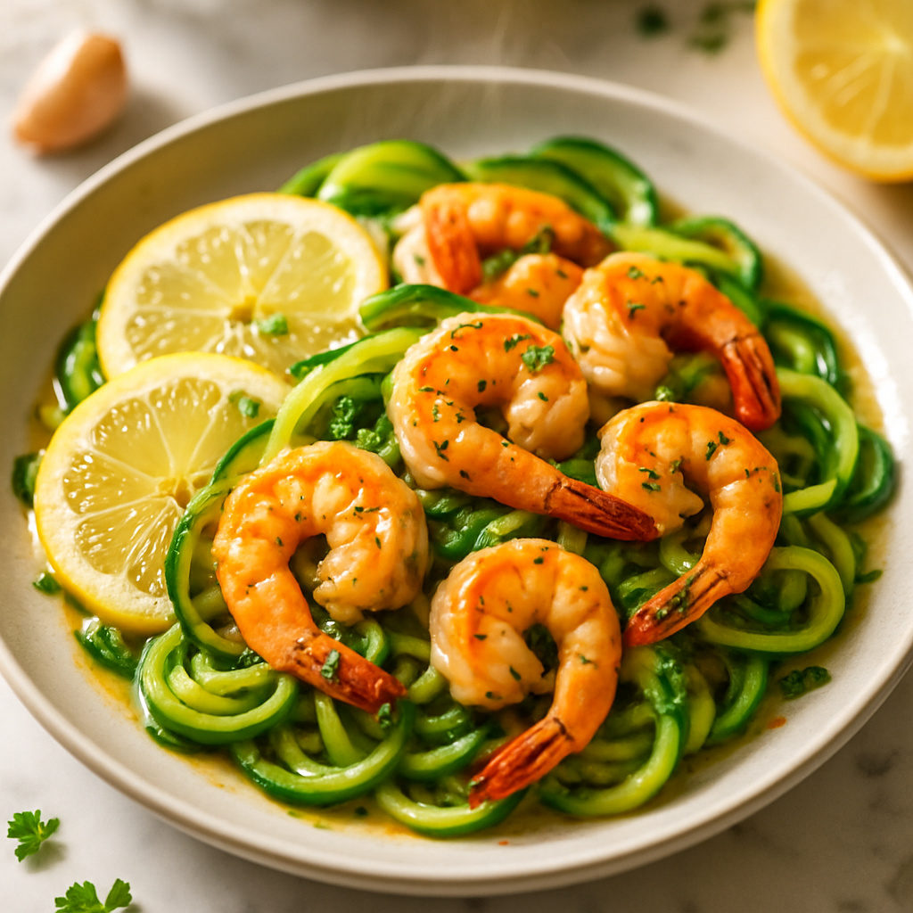 Lemon Garlic Shrimp Zoodles