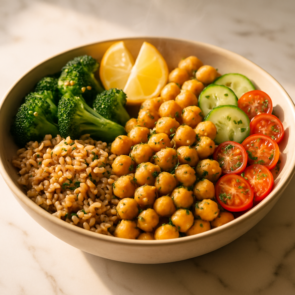 Lemon Herb Chickpea and Farro Grain Bowl