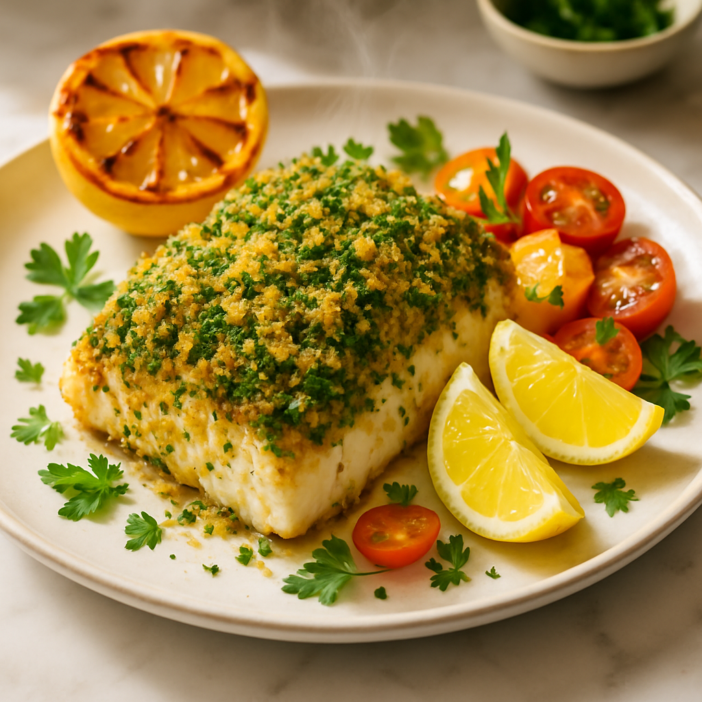 Lemon Herb Crusted Baked Cod