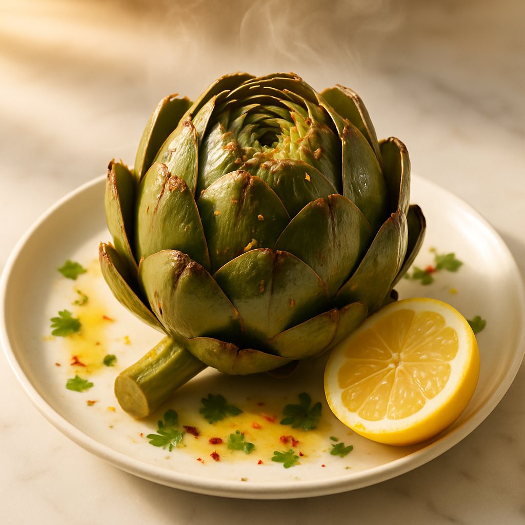 Microwave Steamed Artichoke