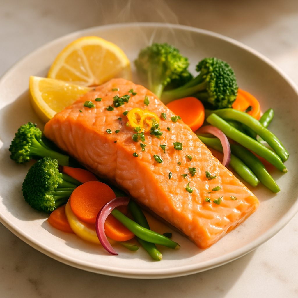 Microwave Steamed Salmon