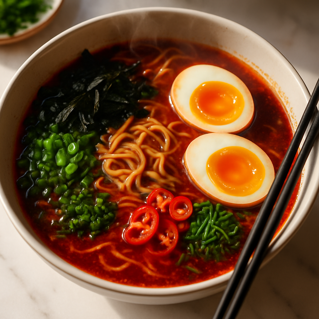 Midnight Fire Ramen with Silky Soft-Boiled Eggs