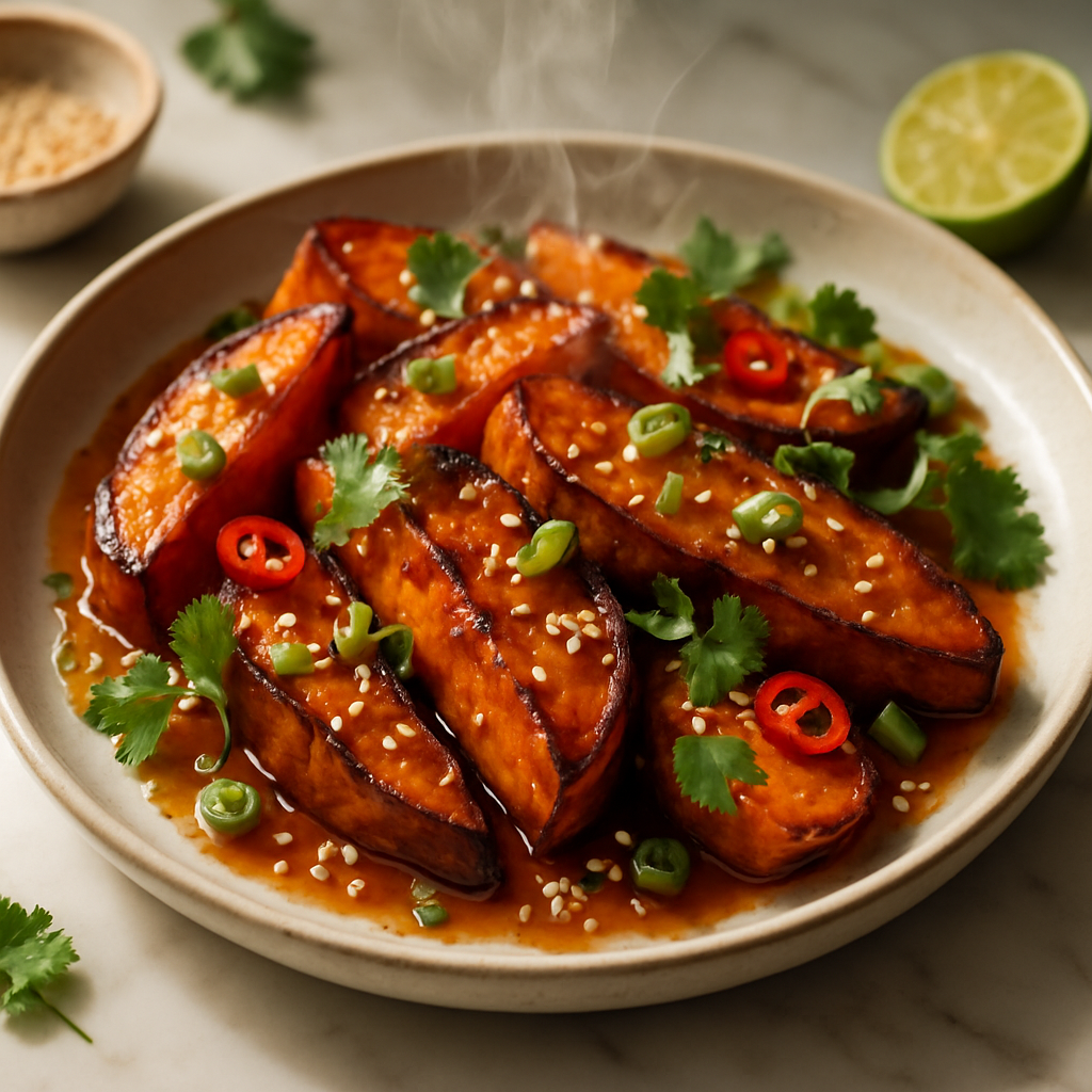 Miso Glazed Roasted Sweet Potatoes