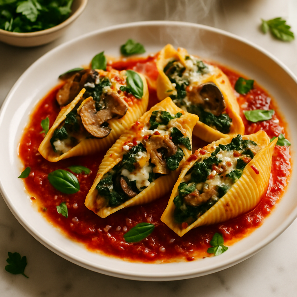 Mushroom Spinach Stuffed Shells