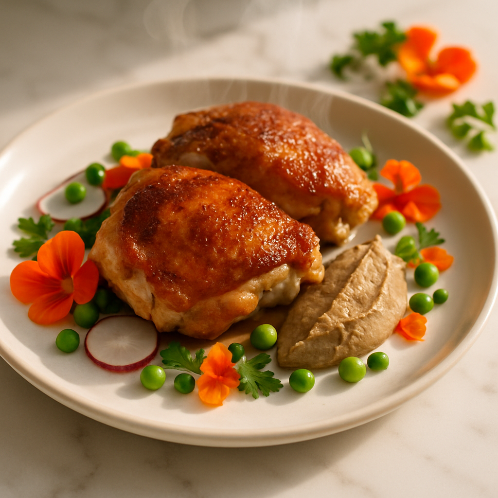 Pan-Seared Chicken Thighs with Chicken Liver Pate