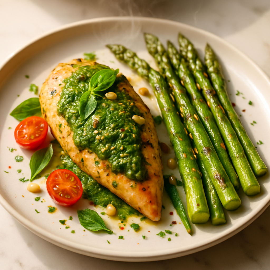 Pesto Chicken with Roasted Asparagus