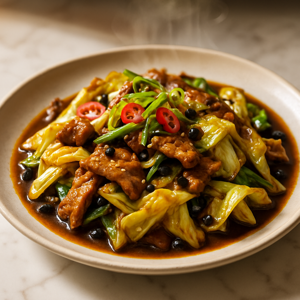 Pork and Cabbage Stir Fry with Black Bean Sauce