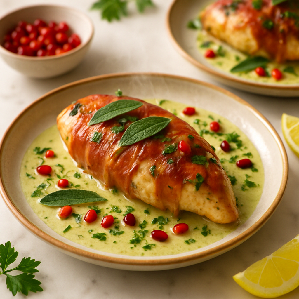 Prosciutto Wrapped Chicken with Sage Cream Sauce