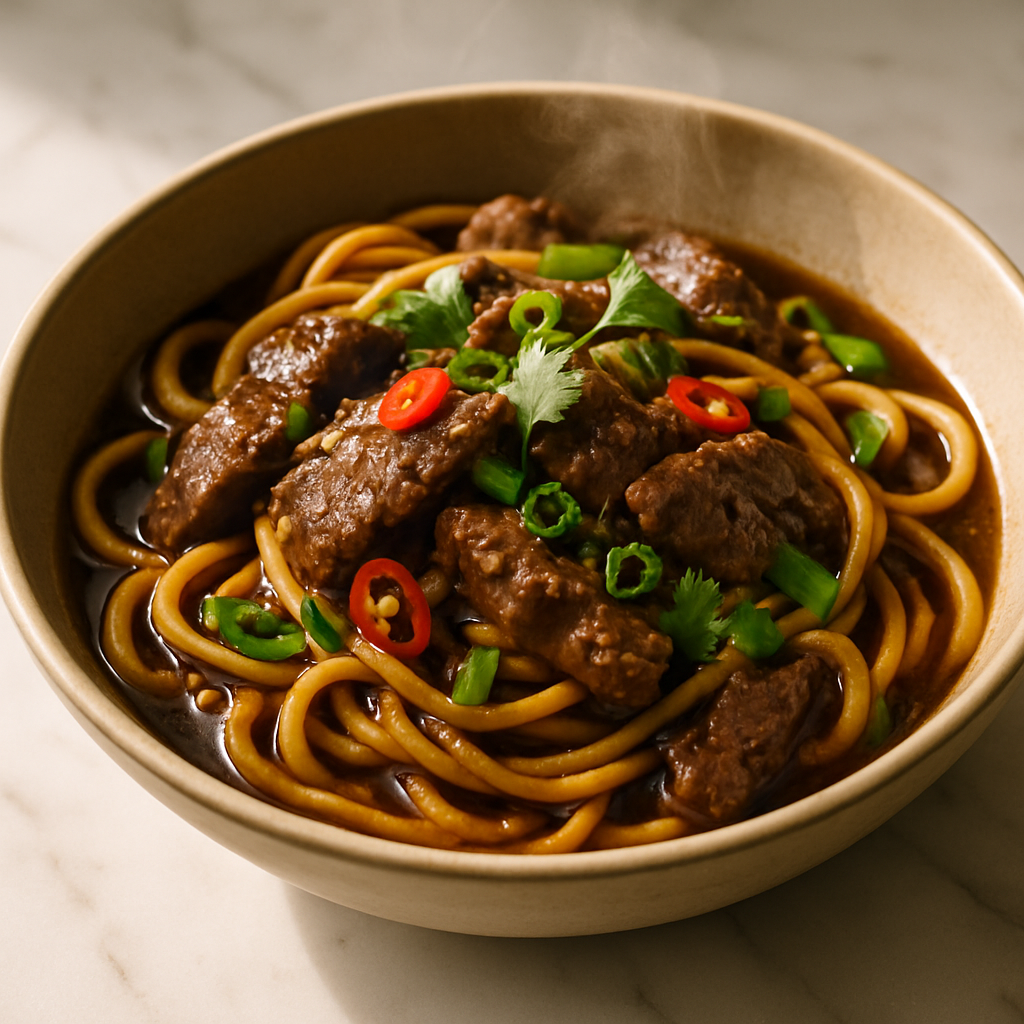 Quick Black Pepper Beef Noodles