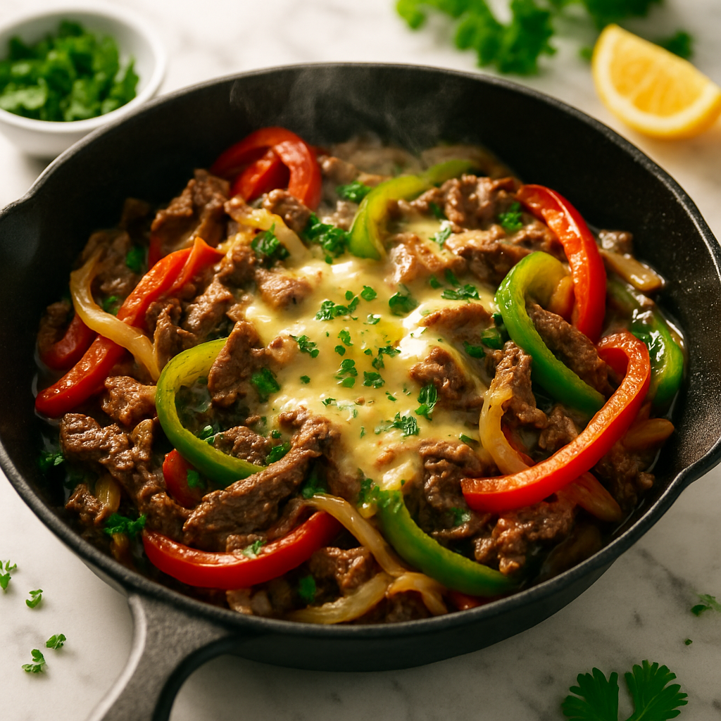 Quick Philly Cheesesteak Skillet