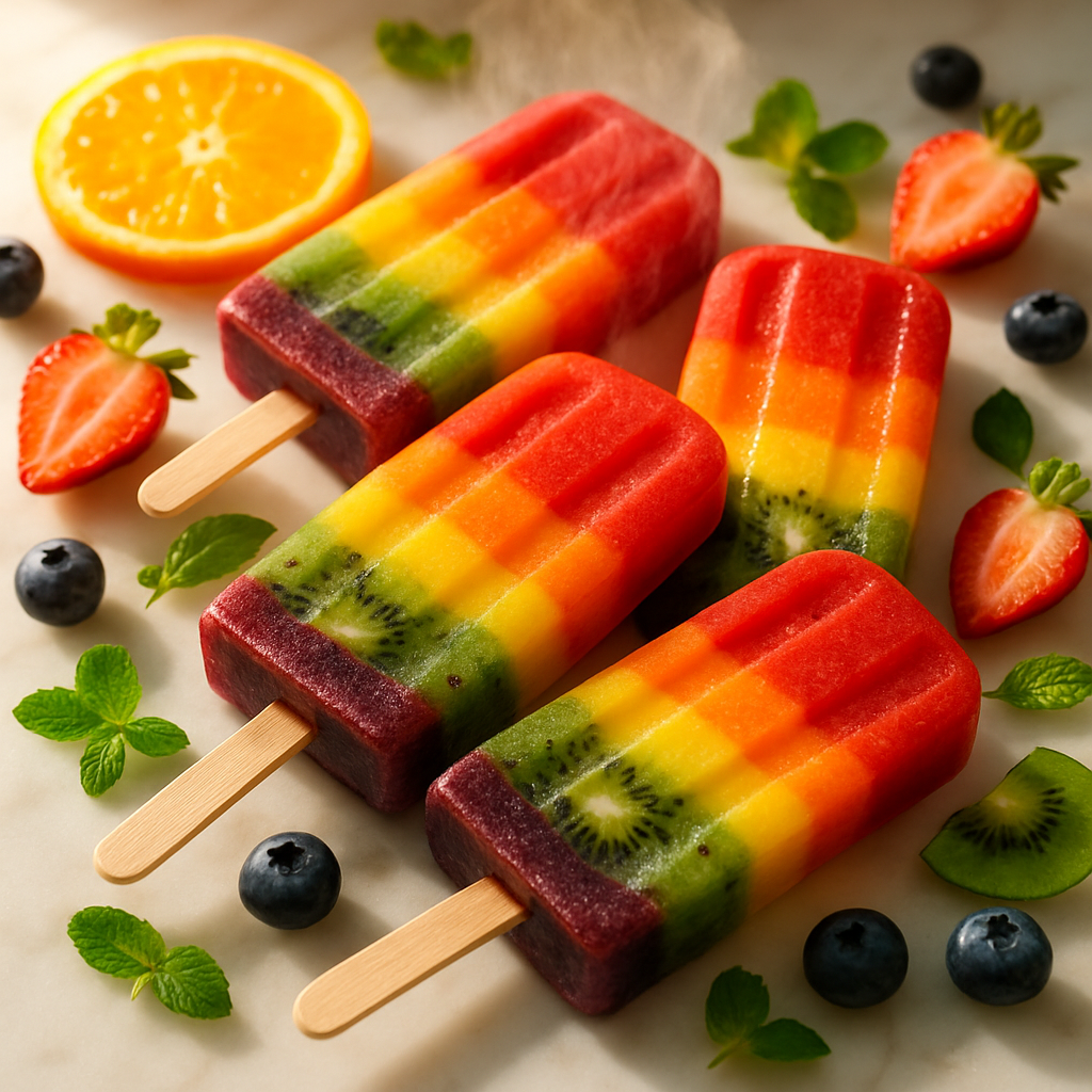 Rainbow Fruit Popsicles