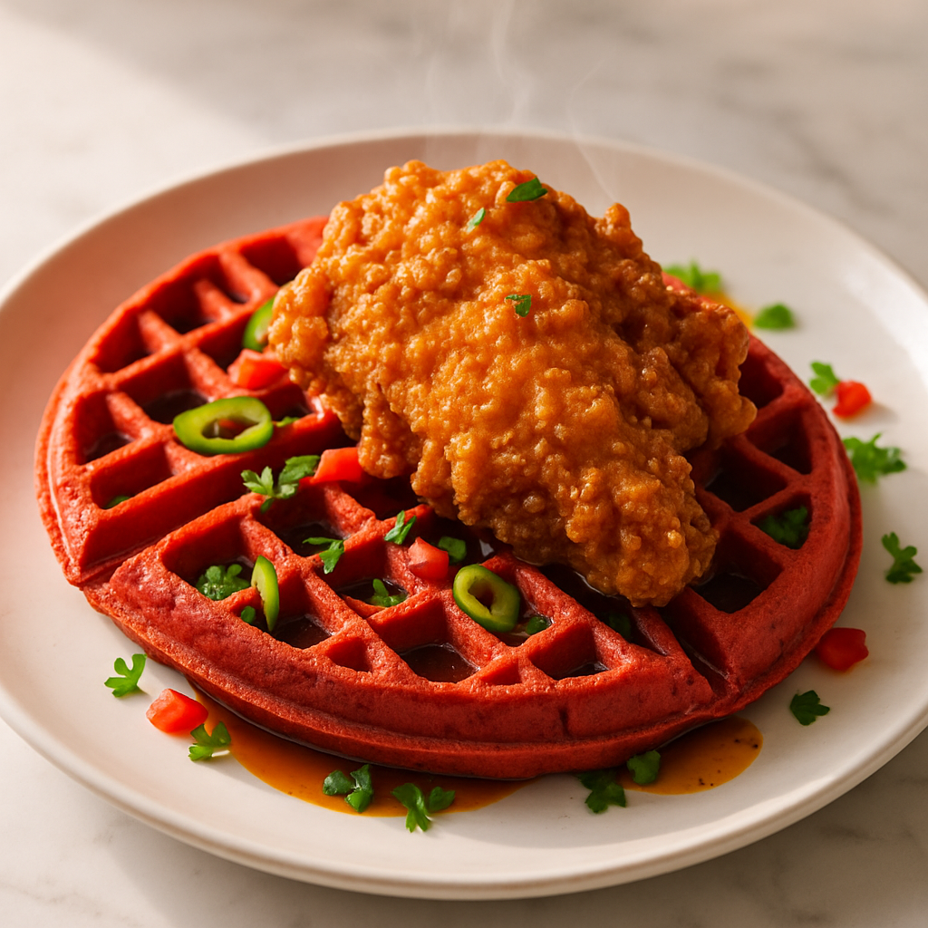 Red Velvet Chicken and Waffles