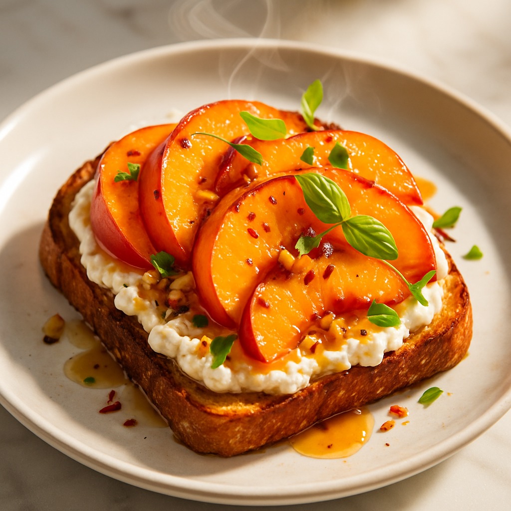 Ricotta Hot Honey Peach Toast