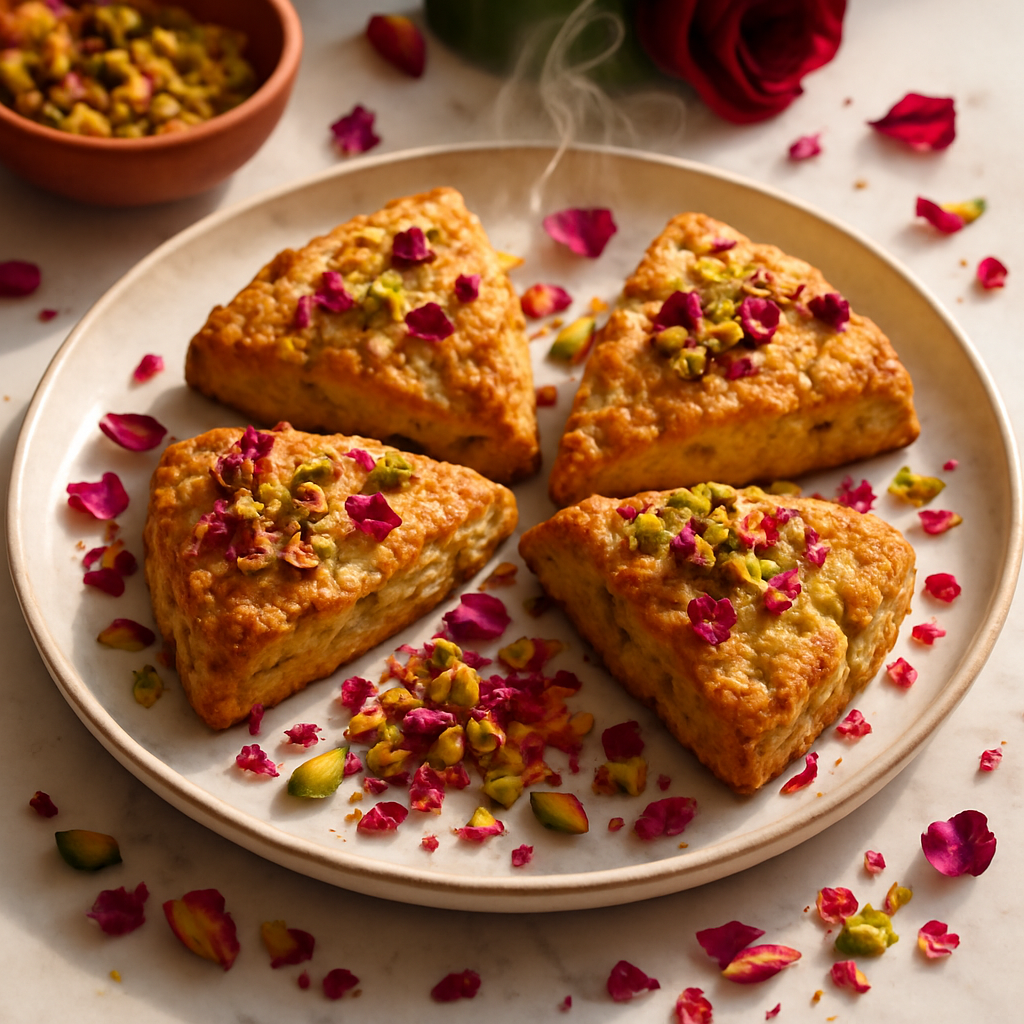 Rose Petal and Pistachio Scones