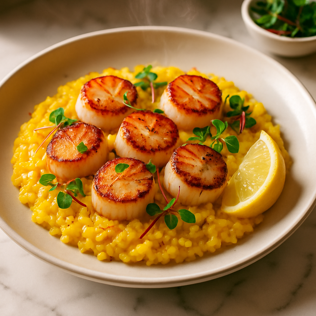 Saffron Risotto with Seared Scallops