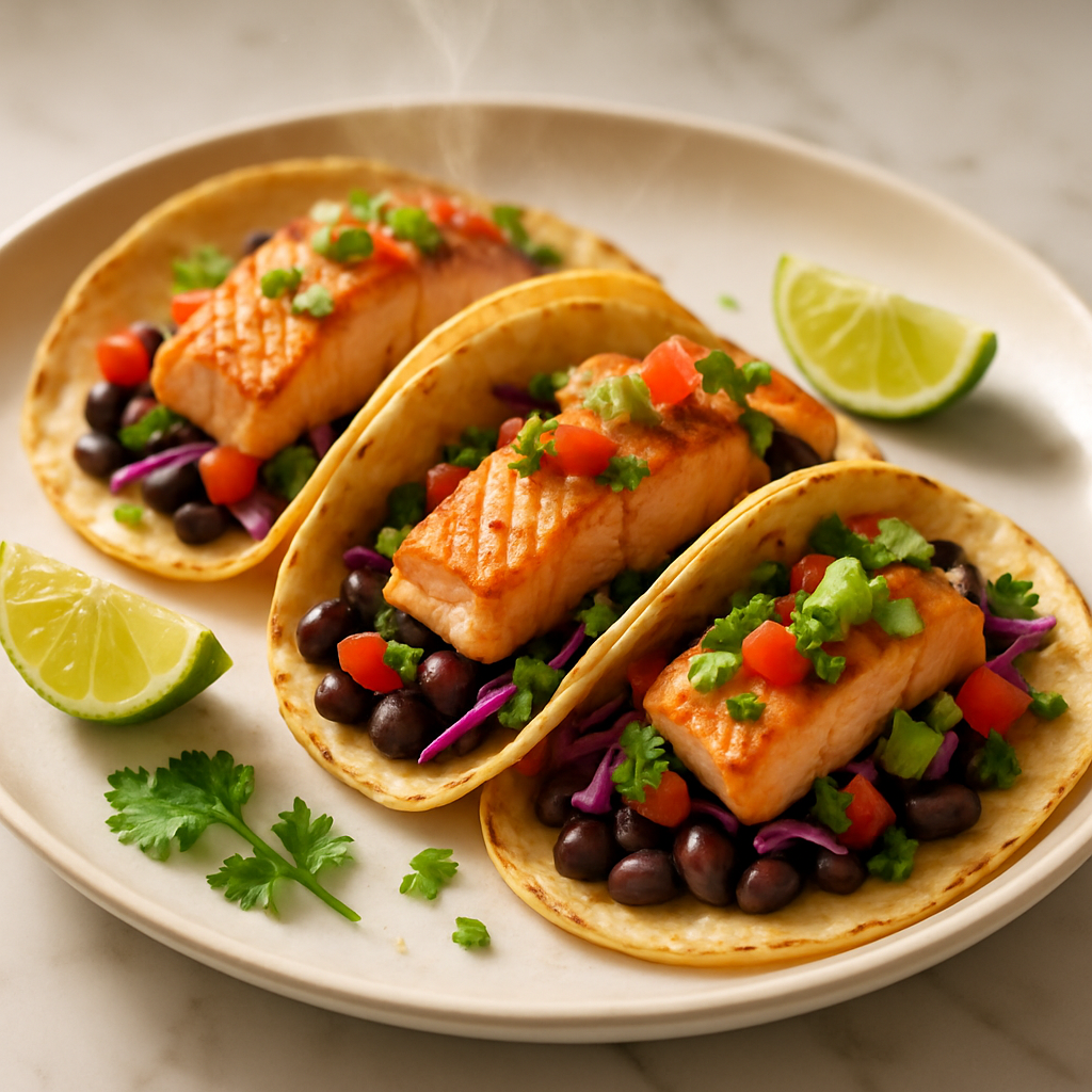 Salmon and Black Bean Tacos