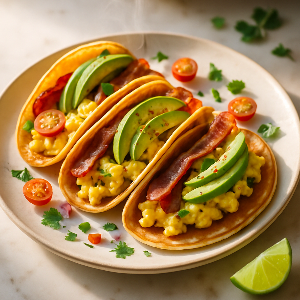 Savory Breakfast Pancake Tacos with Avocado