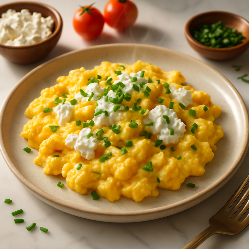 Scrambled Eggs with Cottage Cheese and Chives
