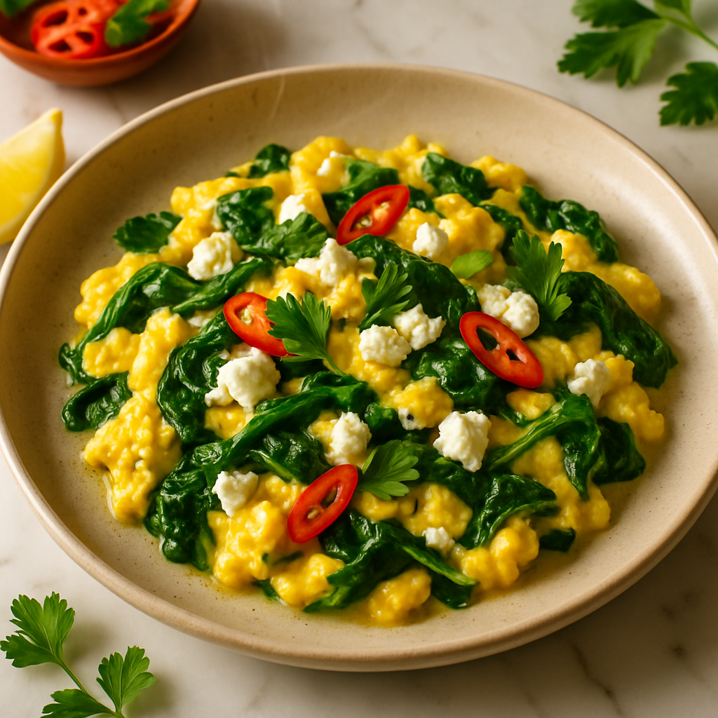 Scrambled Eggs Spinach Feta