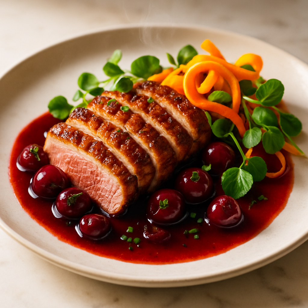 Seared Duck Breast with Cherry Reduction
