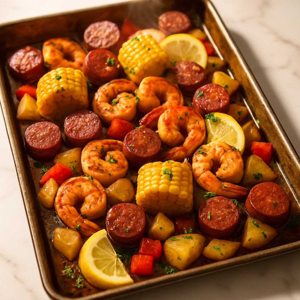 Sheet Pan Cajun Shrimp and Sausage