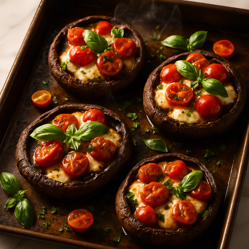Sheet Pan Caprese Stuffed Portobello Mushrooms