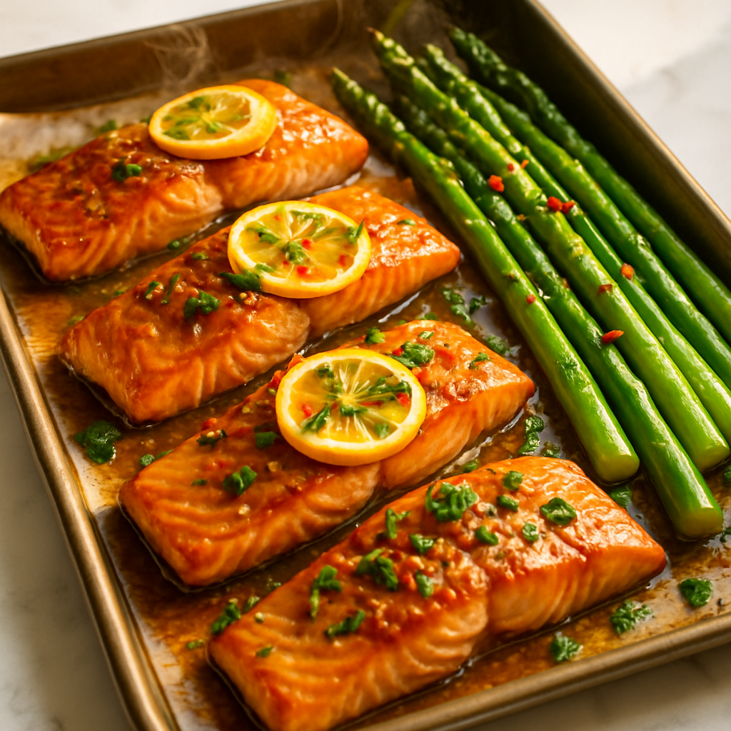 Sheet Pan Honey Garlic Salmon with Asparagus