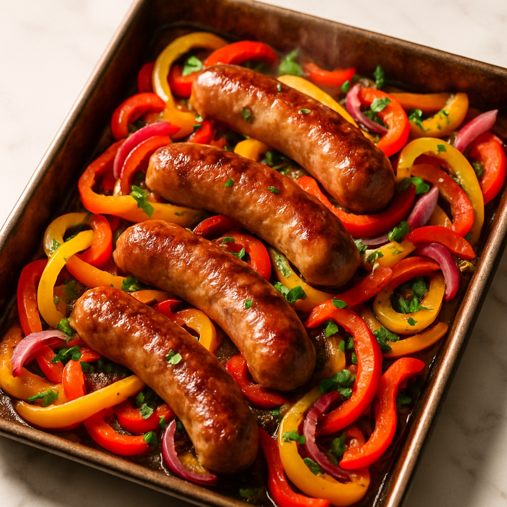 Sheet Pan Sausage and Peppers