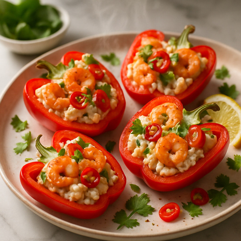 Shrimp and Cottage Cheese Stuffed Peppers