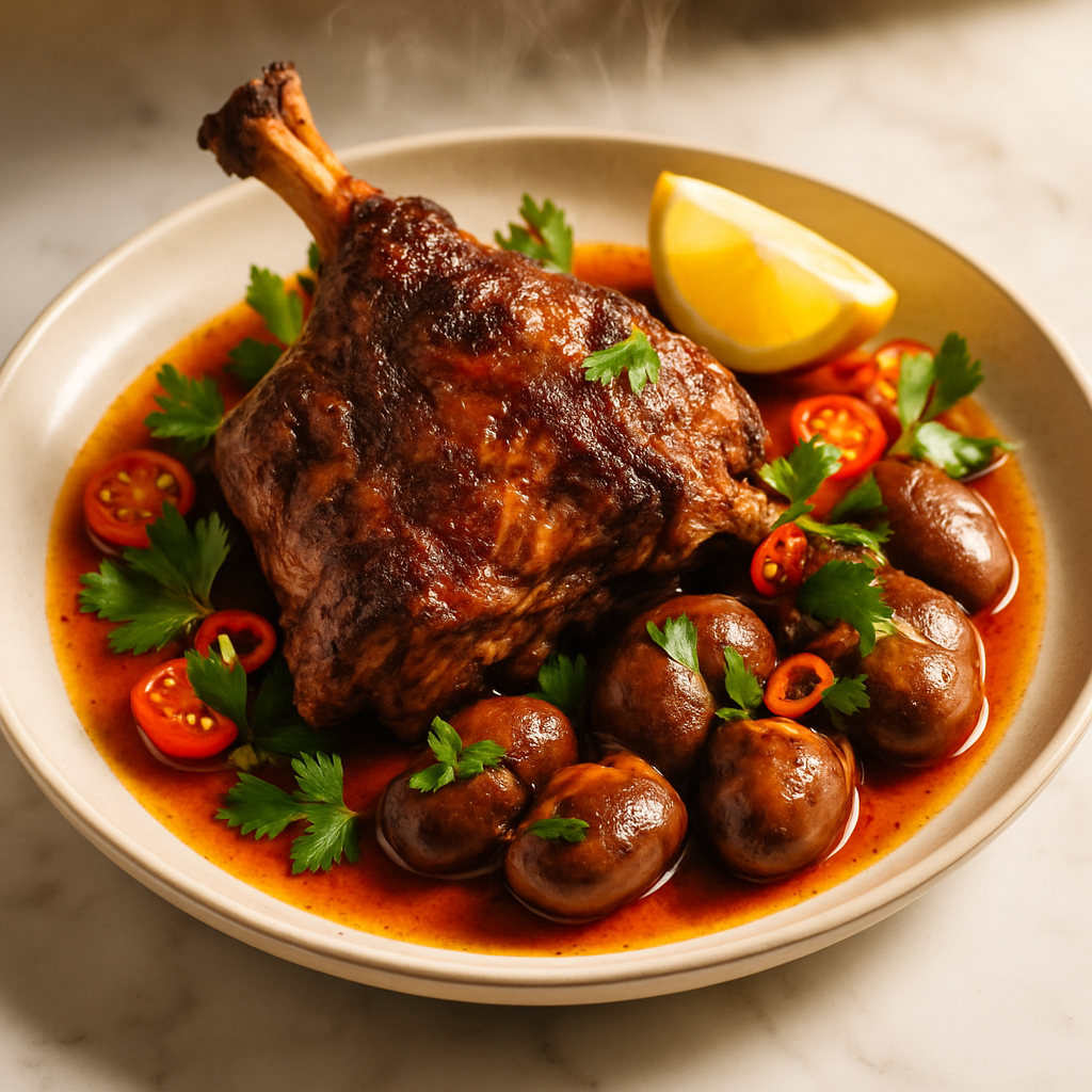 Slow Roasted Lamb Shoulder with Lamb Kidney