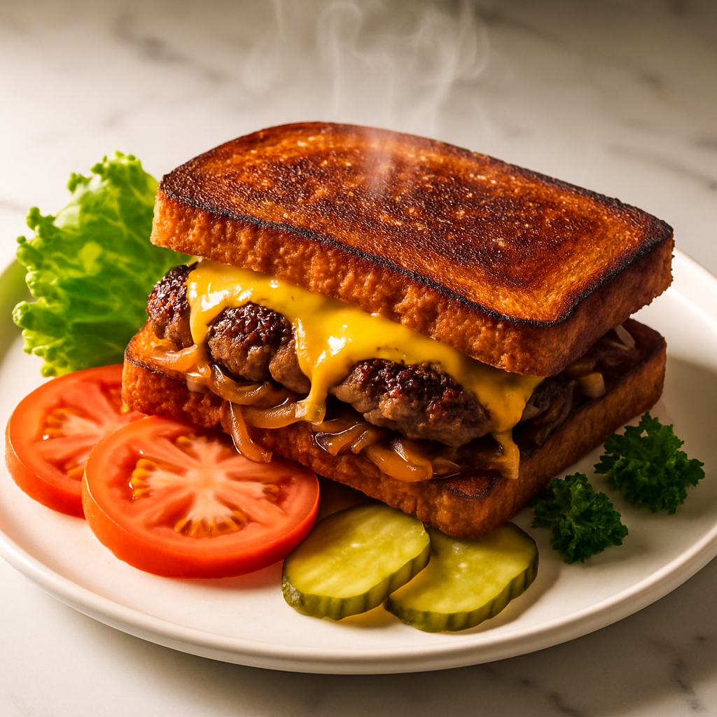 Smashed Patty Melt American Diner Sandwich