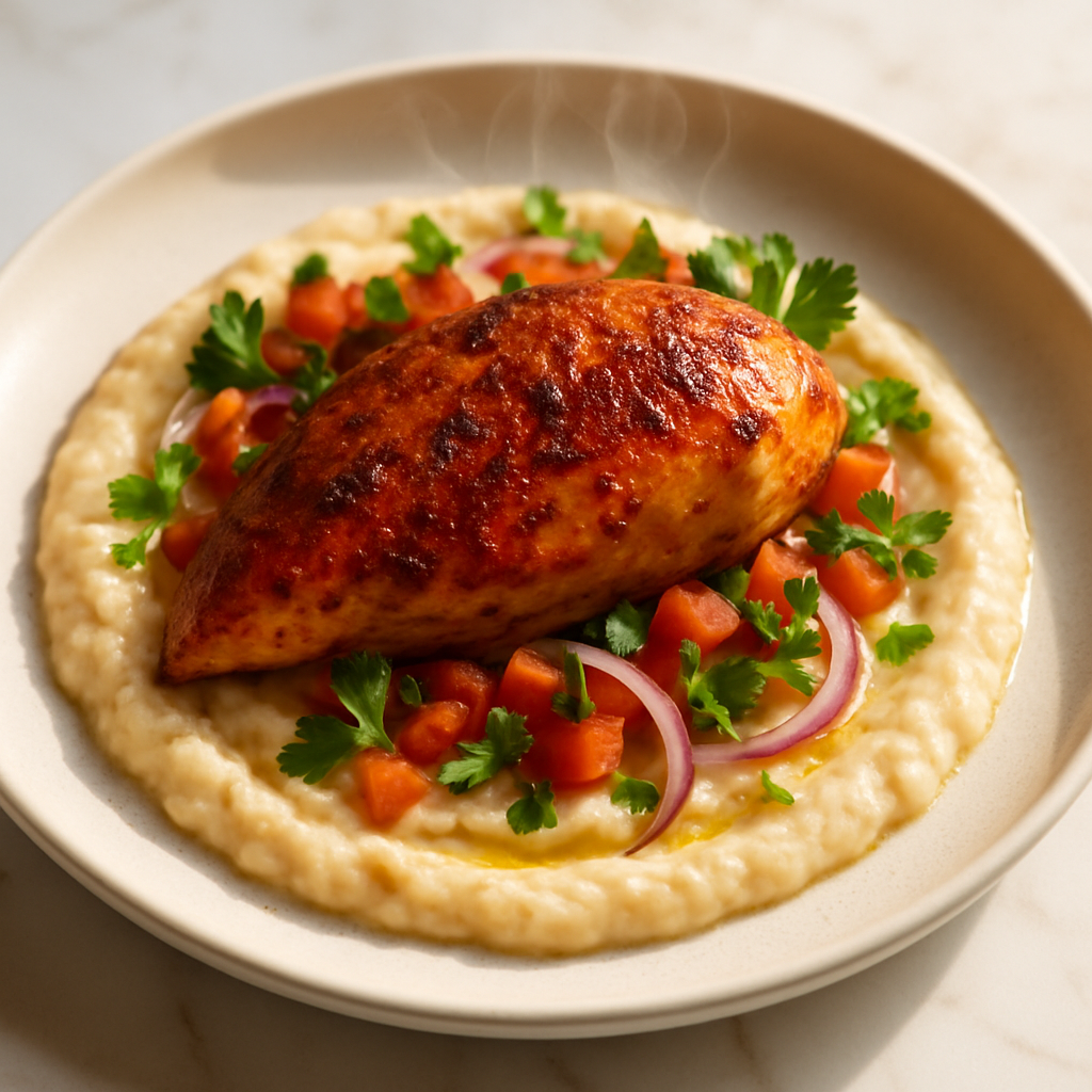 Smoked Paprika Chicken Breast with White Bean Puree
