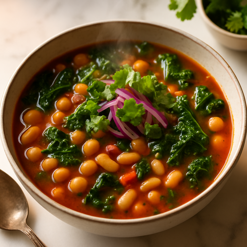 Smoky Chickpea and Kale White Bean Soup