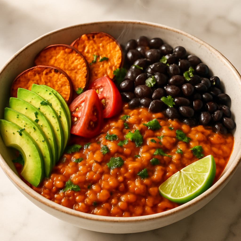 Smoky Red Lentil and Black Bean Power Bowl