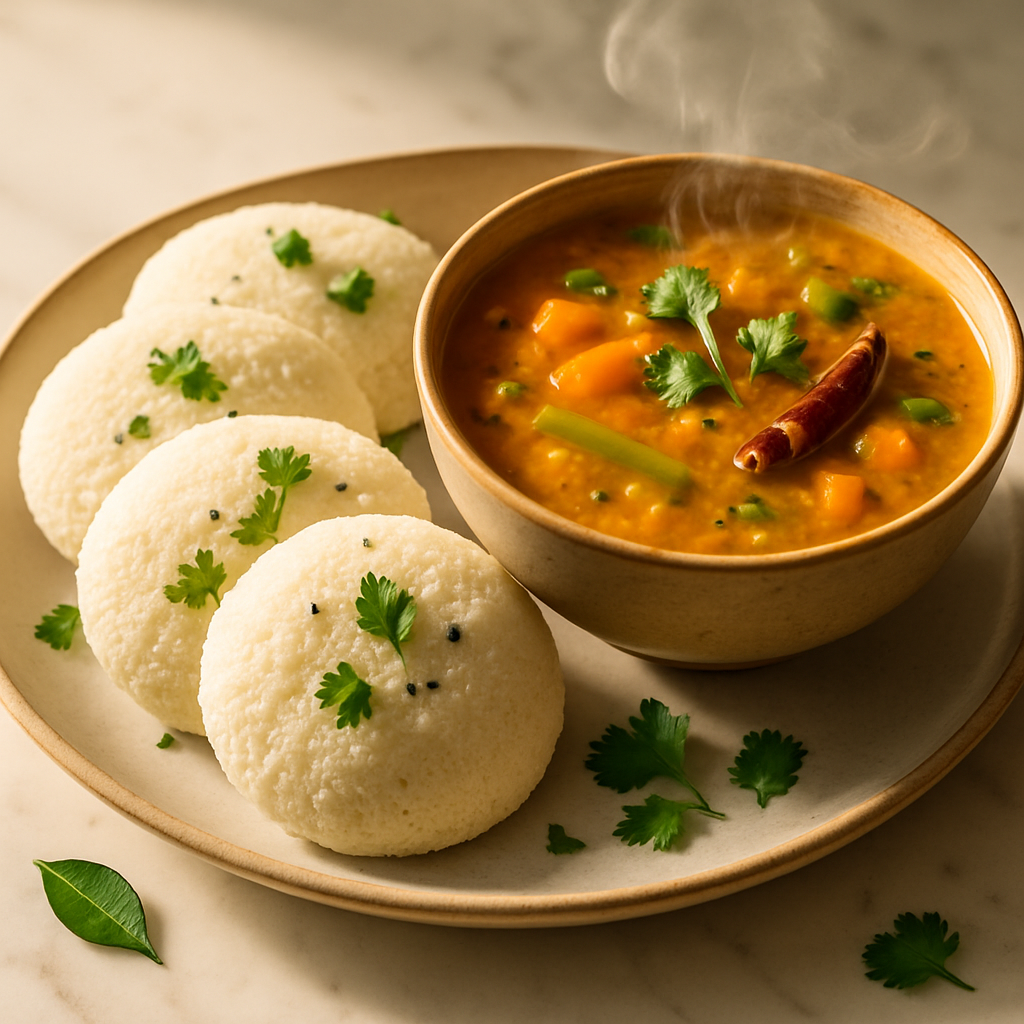 Soft Idli with Sambar