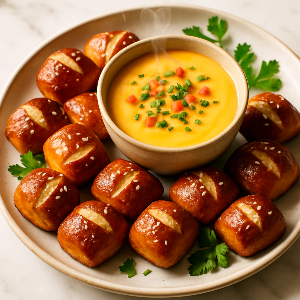 Soft Pretzel Bites with Cheese Dip