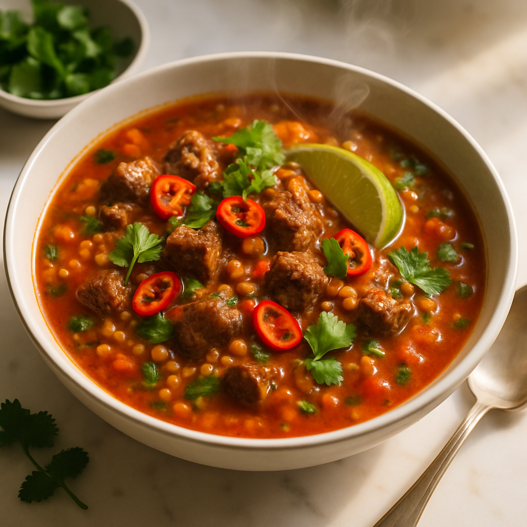 Spicy Beef and Lentil Soup
