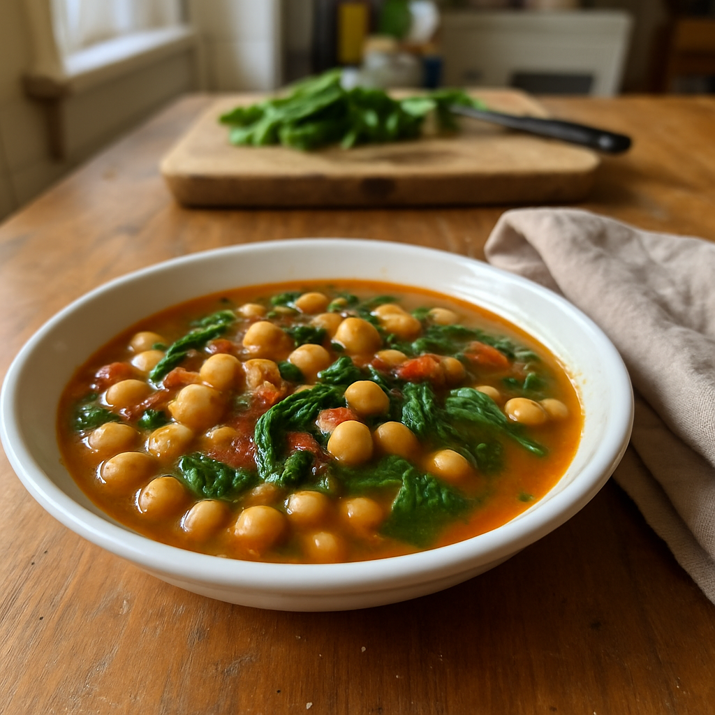 Spicy Chickpea and Spinach Soup