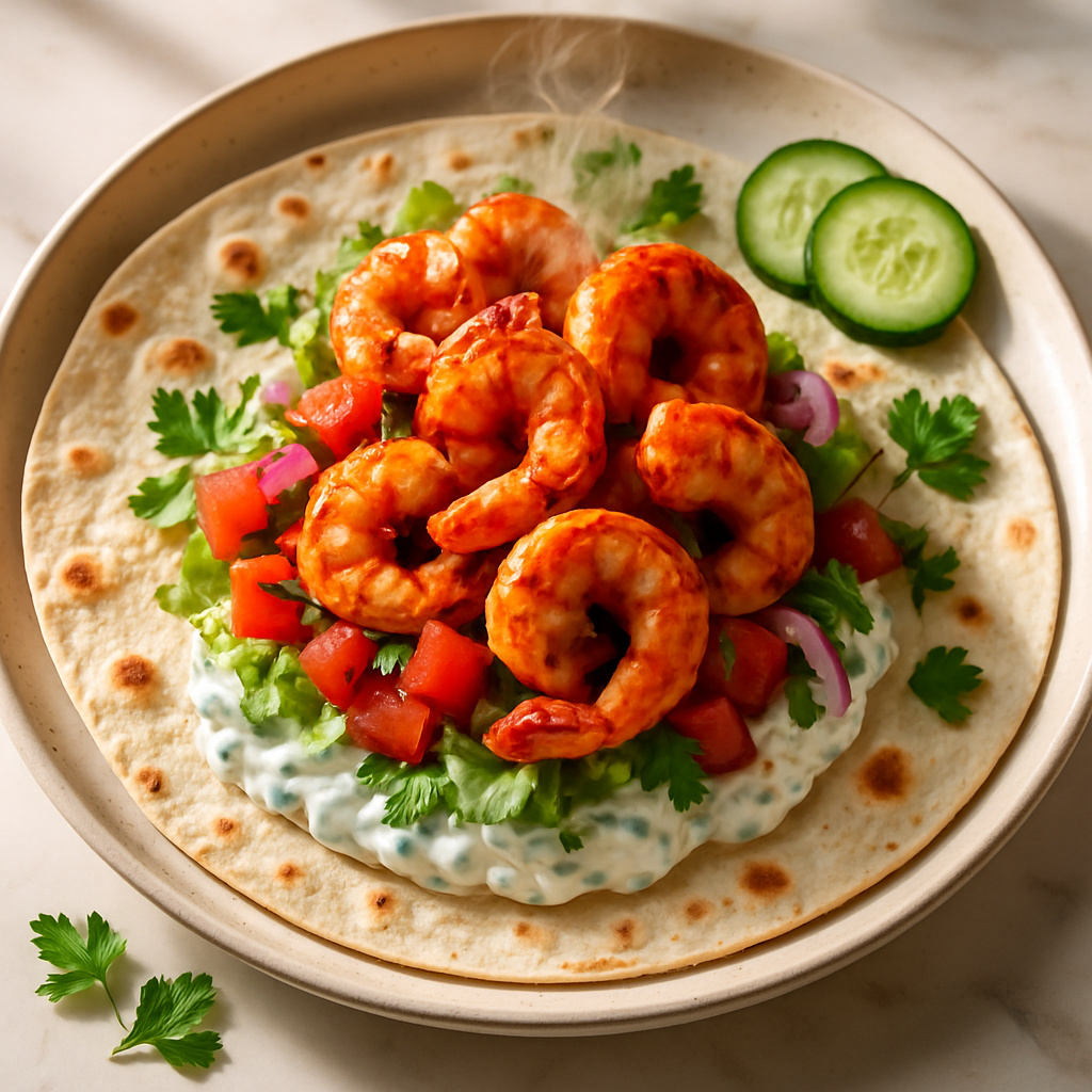 Spicy Shrimp and Greek Yogurt Tzatziki Wrap