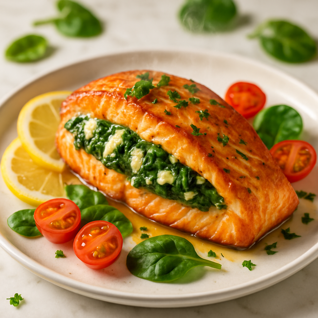 Spinach and Feta Stuffed Salmon