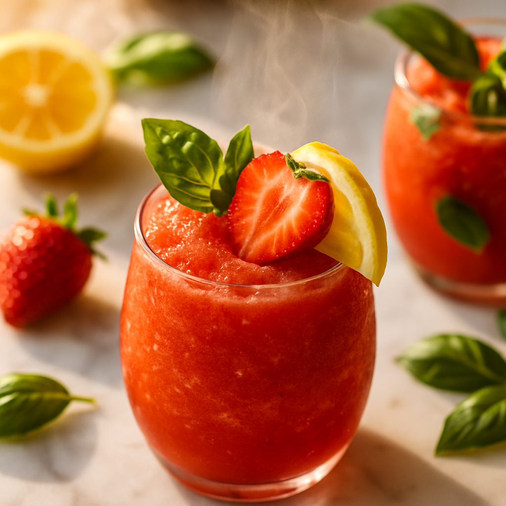 Strawberry Basil Lemonade Slushie