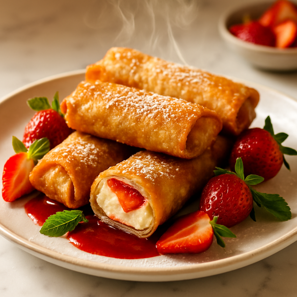Strawberry Cheesecake Egg Rolls