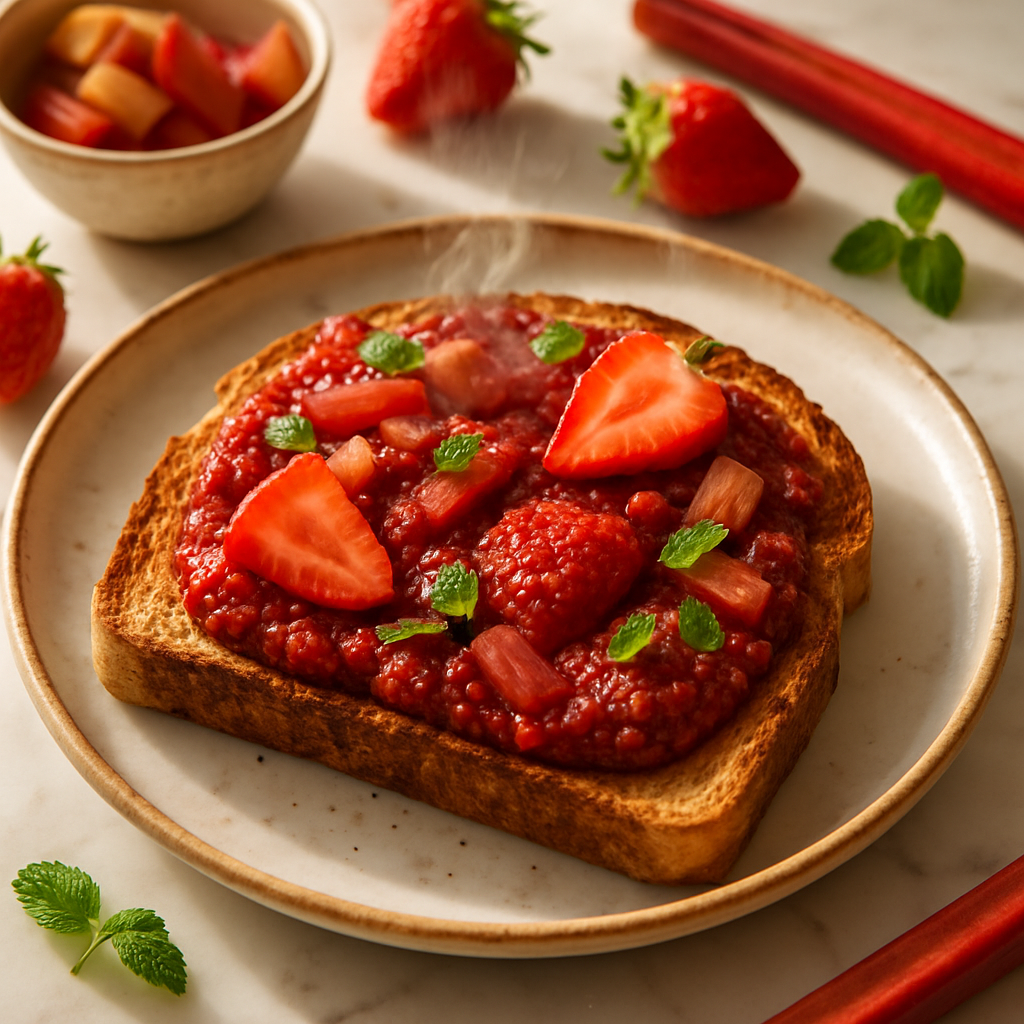 Strawberry Rhubarb Chia Jam Toast