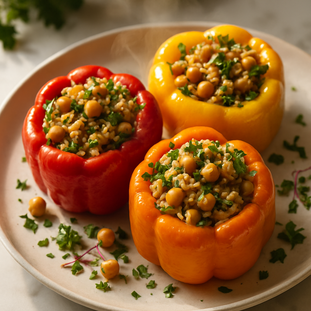 Stuffed Bell Peppers with Brown Rice and Chickpeas