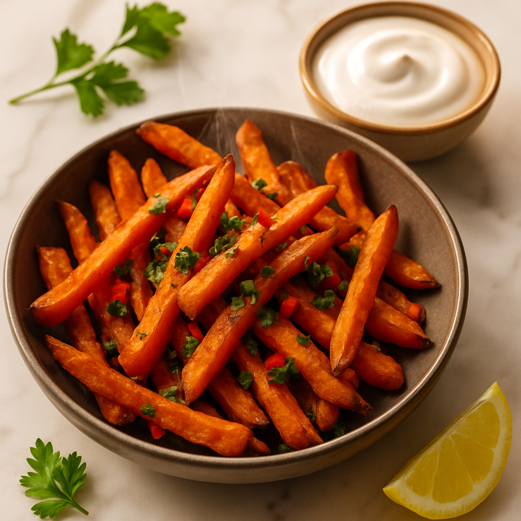 Sweet Potato Fries with Marshmallow Dip