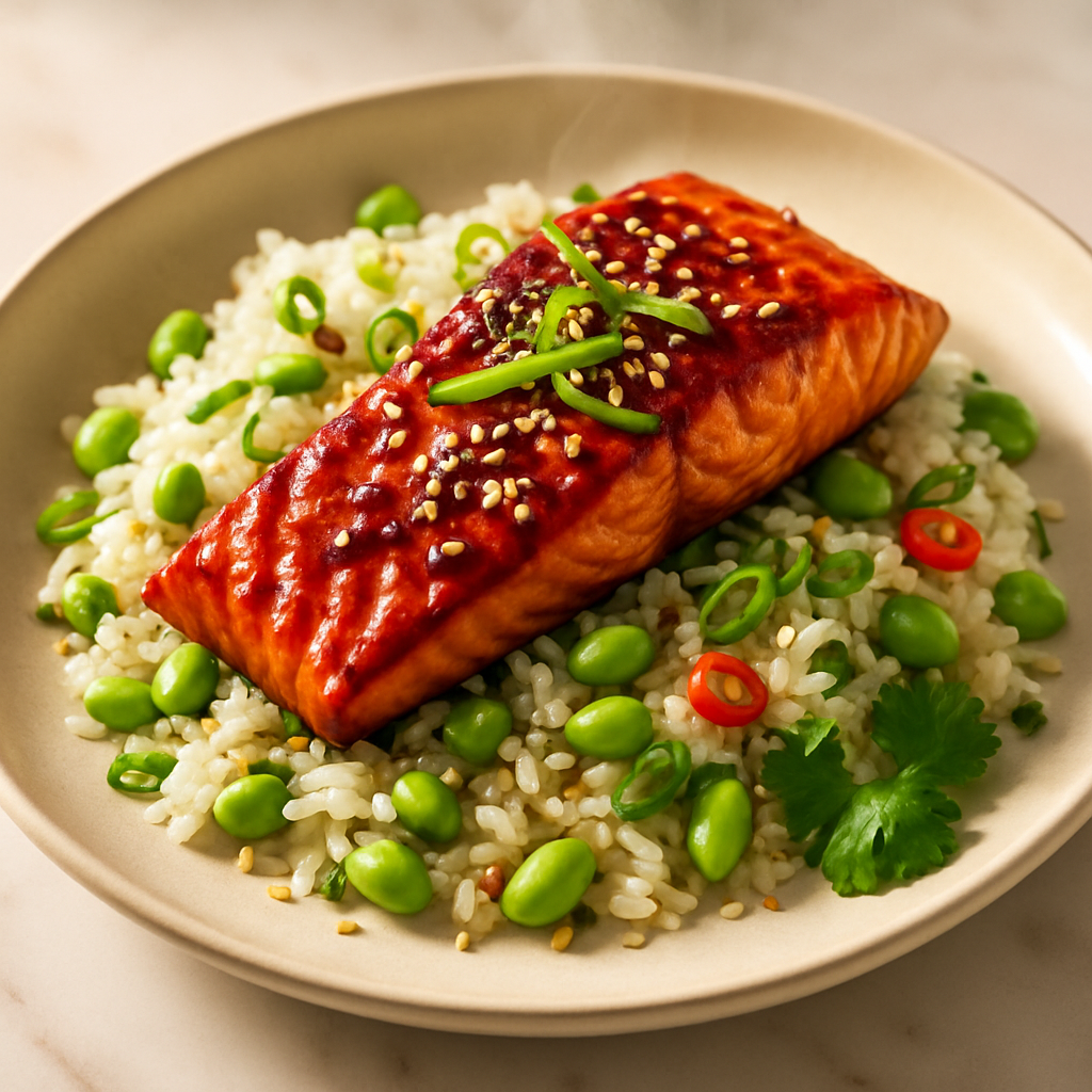 Teriyaki Salmon with Edamame Rice