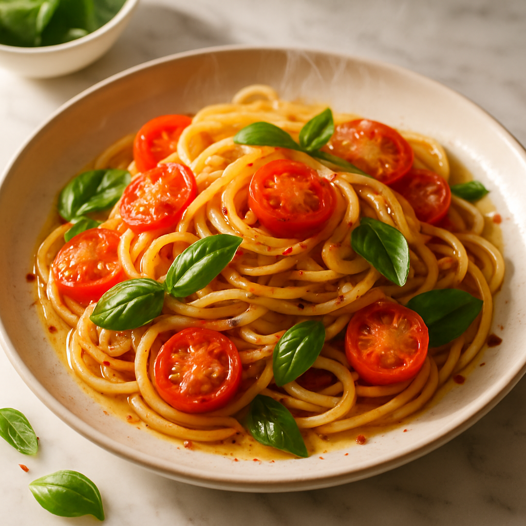 Tomato Basil Spaghetti Aglio e Olio