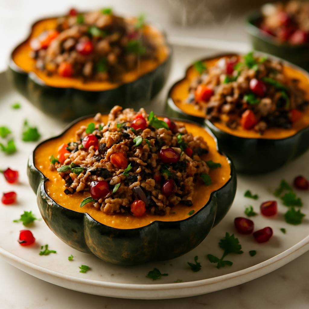Turkey and Wild Rice Stuffed Acorn Squash