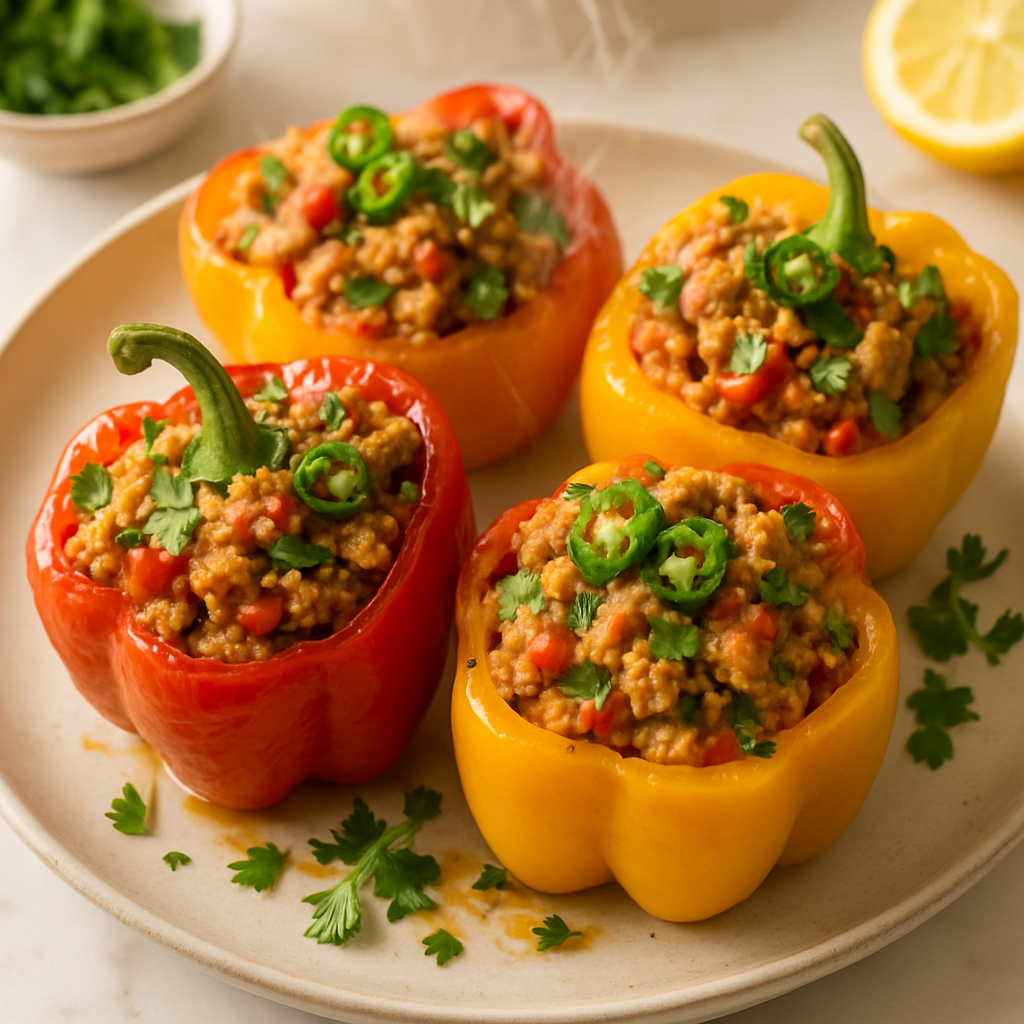 Turkey Stuffed Bell Peppers with Quinoa